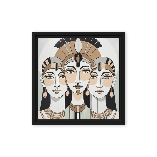 tableau toile encadrée d'art moderne tendance ethnique pharaons 3 visages