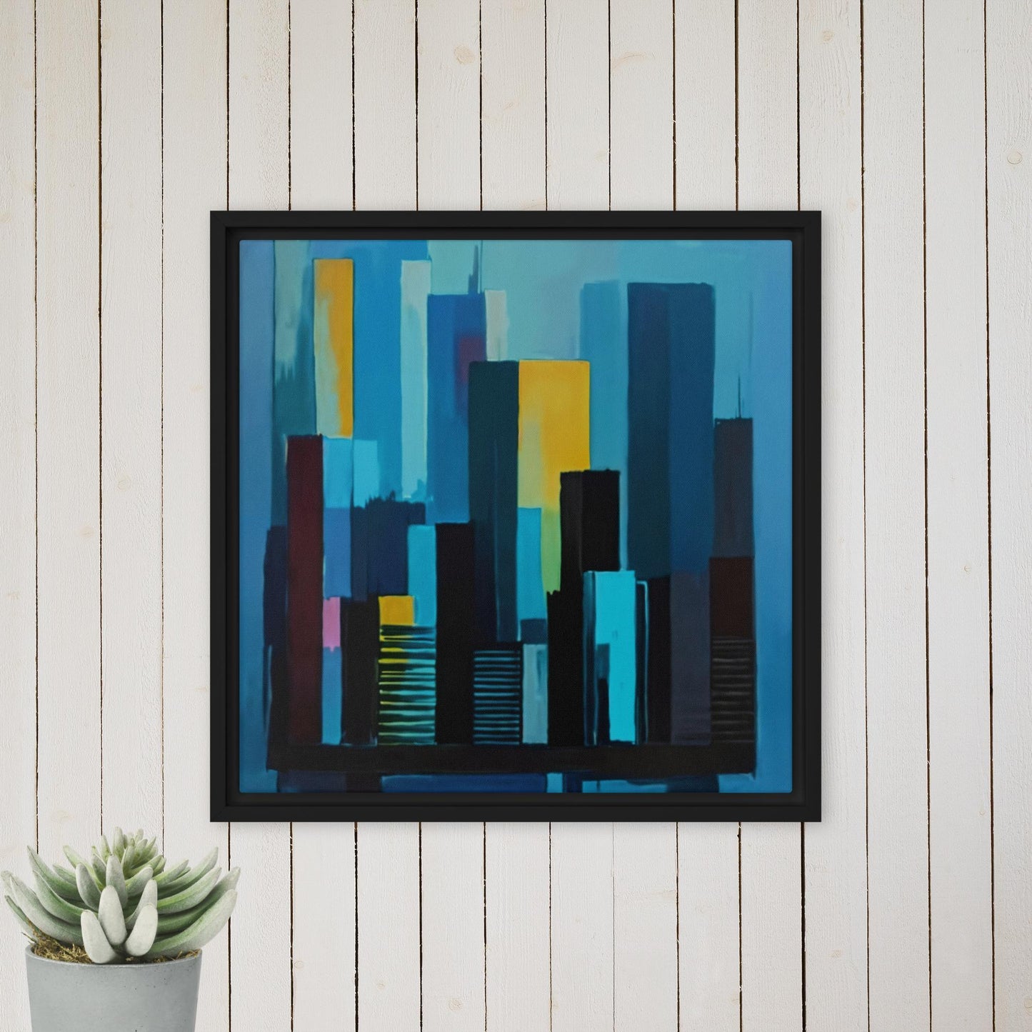 Tableau moderne "NYC Blues", une oeuvre d'art abstraite inspirée de la ville de New York.