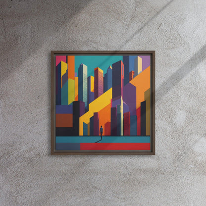 tableau mural contemporain en toile encadrée "NYC colours" pour une décoration de salon qui met en valeur la beauté des perspectives de de New York 