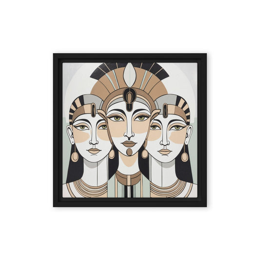 tableau toile encadrée d'art moderne tendance ethnique pharaons 3 visages