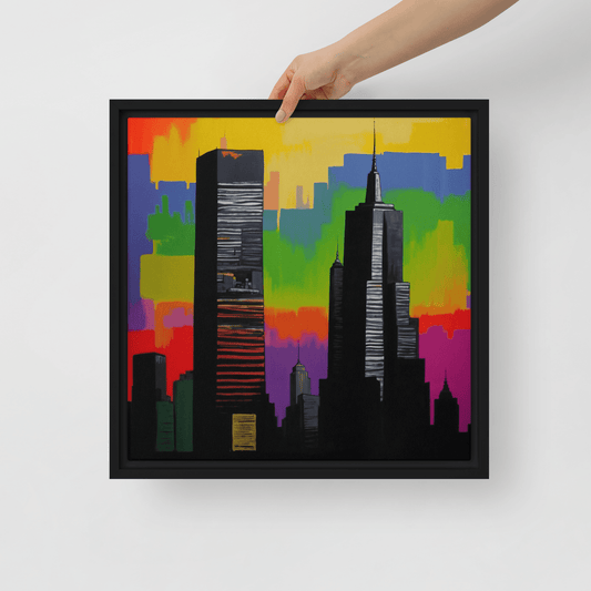 Tableau art urbain pour décoration moderne salon New York Rasta City beaucoup de couleur et une magnifique perspective de la ville